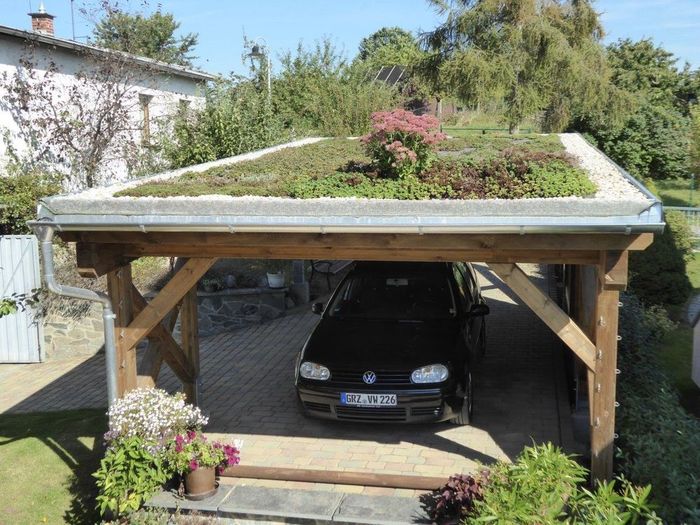 Carports Carport mit Dachbegrünung